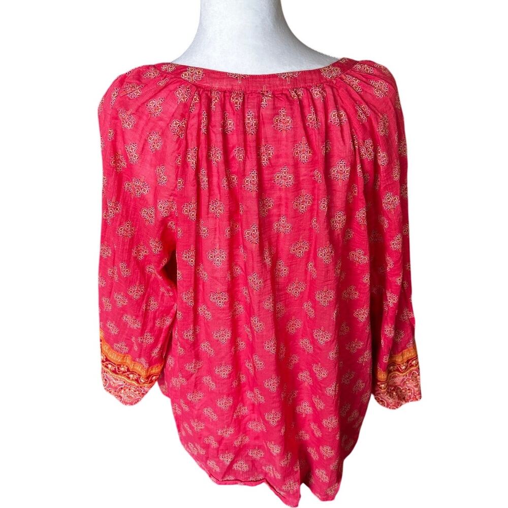 J. Jill Cotton Blouse Top Women's Size Large Boho Peasant Embroidered - Picture 2 of 5